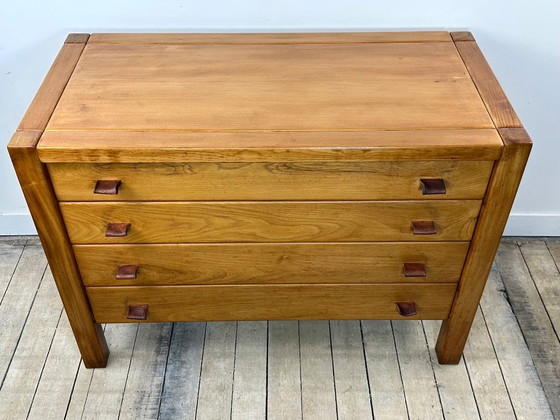 Image 1 of Chest of drawers in solid elm, Maison REGAIN, 1970