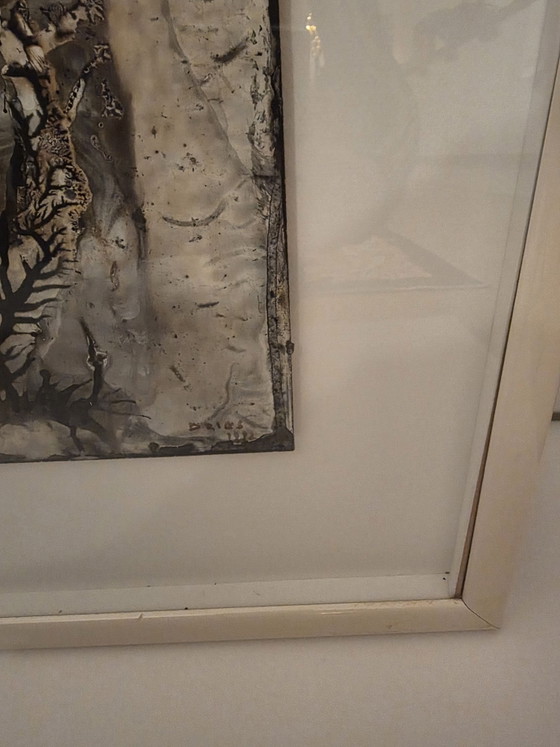 Dries Van den Broeck (1923-1995), Original Abstract Material Work (1992), Art, Glass, Paper, Beige (photo 2 of 13)