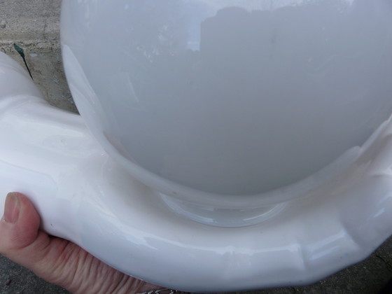 Image 1 of Witte Keramische Hand Wandlamp Vintage jaren 70