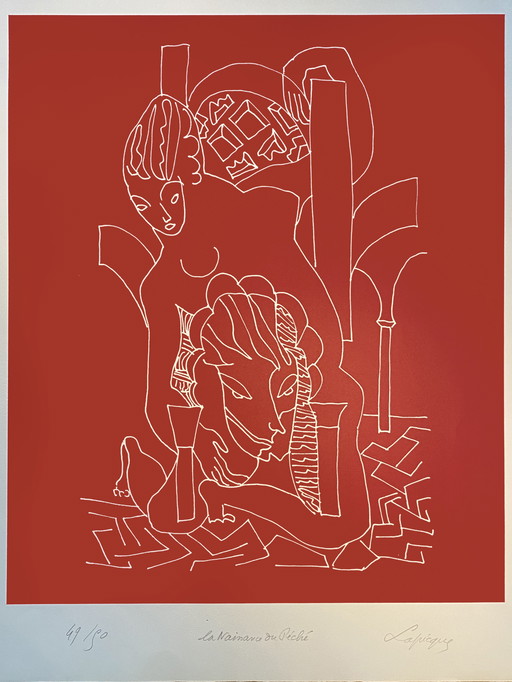 Charles Lapique - De geboorte van de zonde Litho