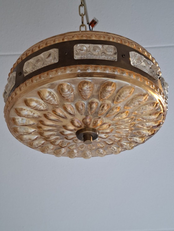 Image 1 of Ufo Pendant Lamp Orrefors Crystal Sweden
