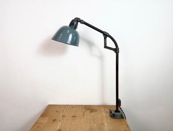 Image 1 of Industrial Grey Enamel Workshop Table Lamp from Siemens, 1950s