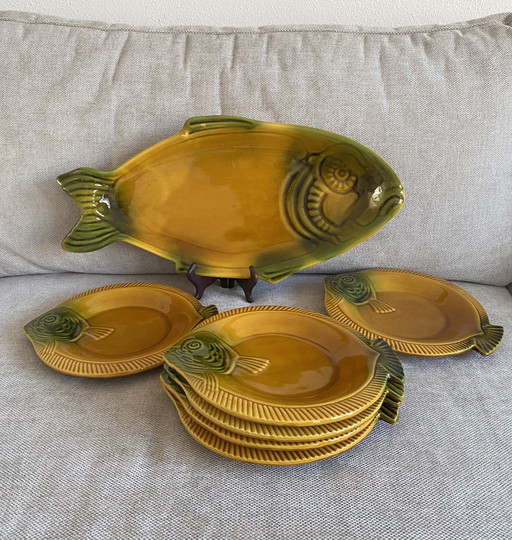 French vintage fish service Vallauris