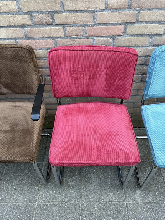 🪑🔥 6 Zuiver Ridge Rib Fabric Chairs – Dining chairs, Chrome, Wood (photo 5 of 7)