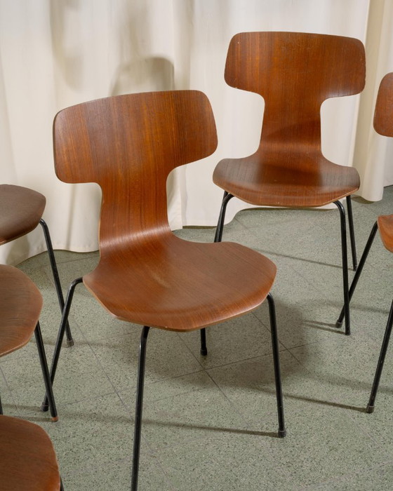 Image 1 of 6x Fritz Hansen Hammer Silla Arne Jacobsen