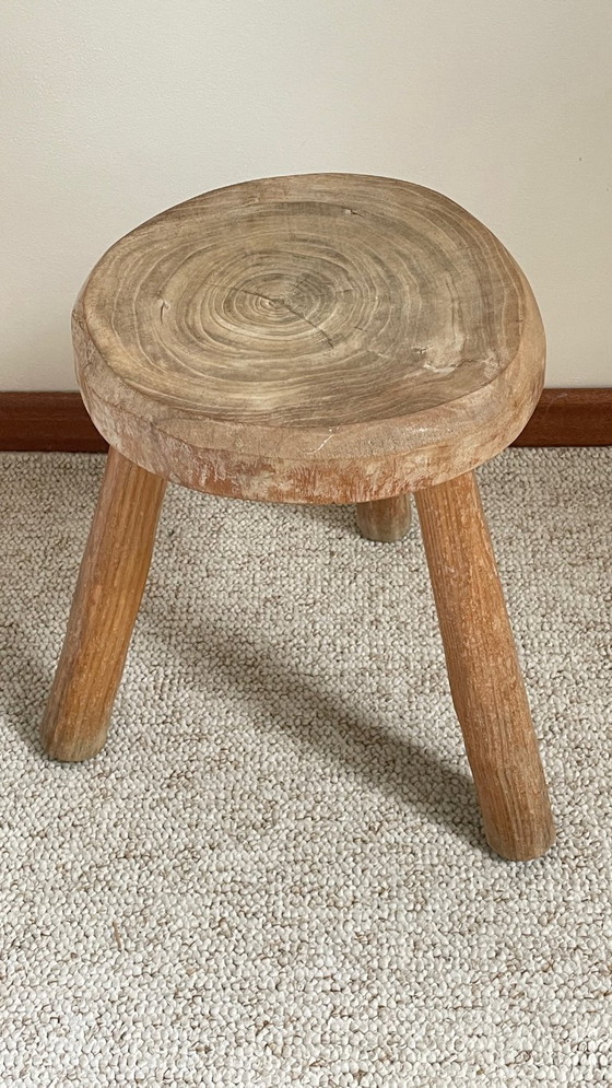Image 1 of TABOURET Tripode BOIS Massif Vintage