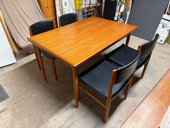 Image 1 of Conjunto de mesa y sillas de teca, Grete Jalk, década de 1970, Glostrup danés, mediados de siglo