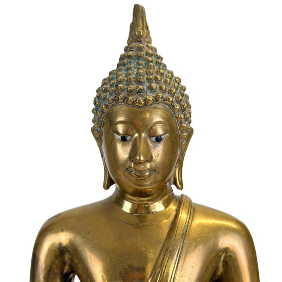 Antieke Thaise Shakyamuni Boeddha met ingelegde ogen - 19e eeuw - 40.5 cm – Beeldhouwkunst (photo 9 of 11)