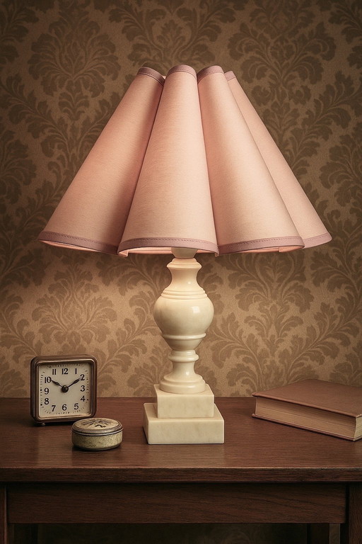 Lampe de table marbre rose Style anglais '50 - '70 Vintage