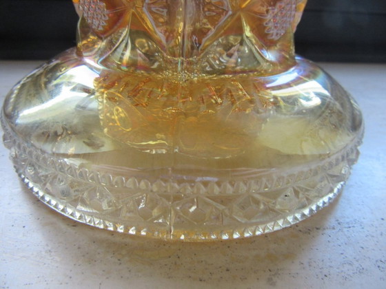Carnival Cuenco de cristal iridiscente con borde ondulado, Vidrio, Naranja, Vintage (foto 5 de 10)