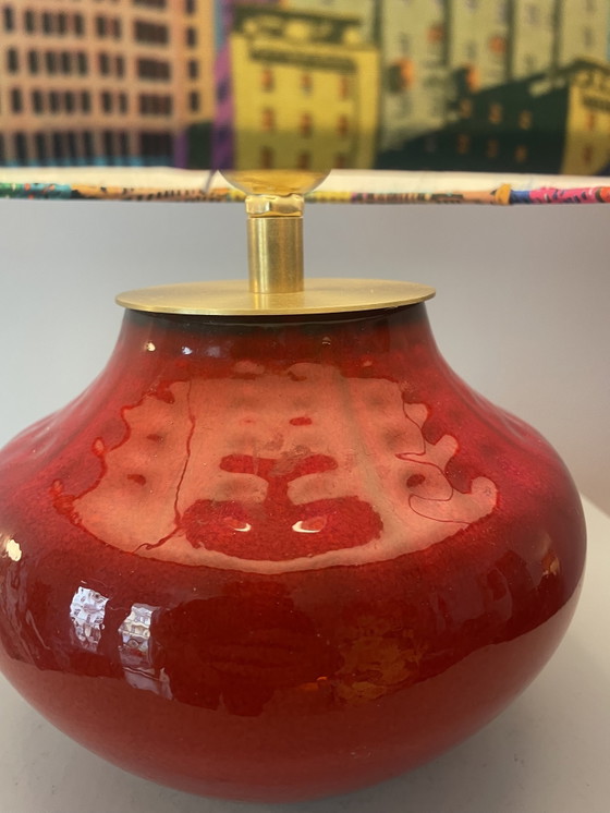 Draadloze vaaslamp - Bückeburg keramiek - bolvormige lamp | 36 cm – Jasba - West Germany, Tafellampen, Brass (photo 7 of 15)