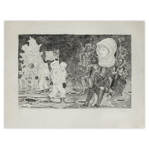 Lucien COUTAUD Signed Etching La Conquête De L'Espace – lithos zeefdrukken, Paper (photo 2 of 5)