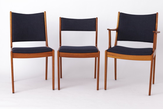 Image 1 of Pair of Danish Armchairs by Johannes Andersen | 1960s Teak & Marine Blue Upholstery | Mid-Century Modern Design