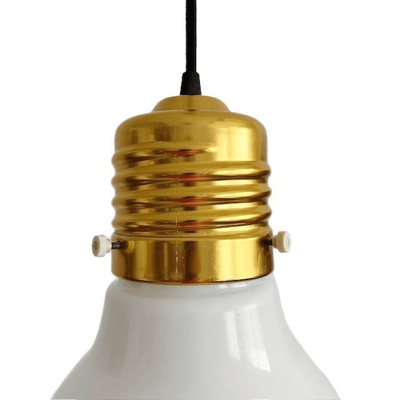 Image 1 of Vintage mid-century Ikea Kolv hanging lamp light bulb brass 1970's