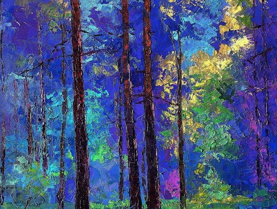 Original Oil Painting Forest Landscape Summer Nature Sunny Meadow – Paintings & Drawings, Canvas (photo 4 of 7)