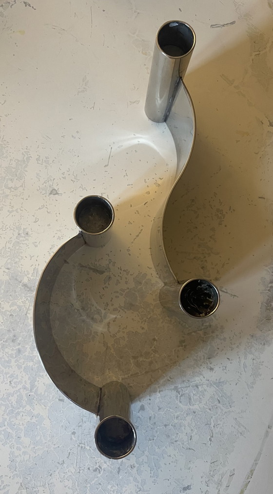 Image 1 of Paire de Bougeoirs Années 70, Métal Argenté