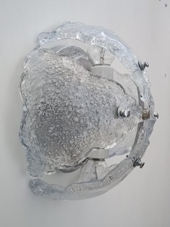 Lámpara de pared de cristal de hielo de Murano de Mazzega, década de 1970. – Apliques, Murano Glass (photo 3 of 8)
