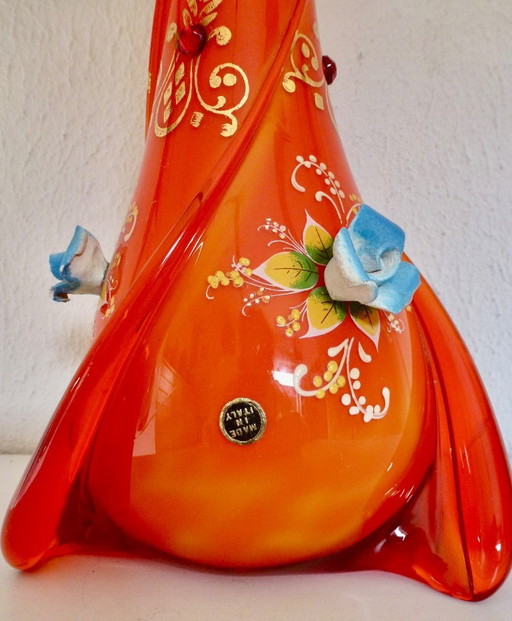 Vintage Fratelli Betti Empoli Amberina Glasvase Orange.