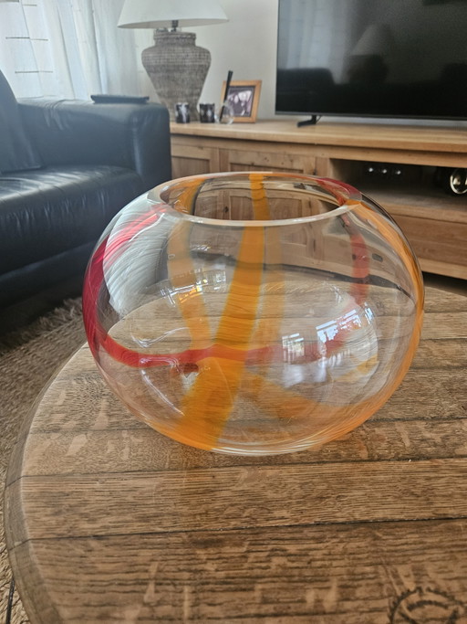 LSA International glazen vaas • Oranje/Rood • Handgeblazen