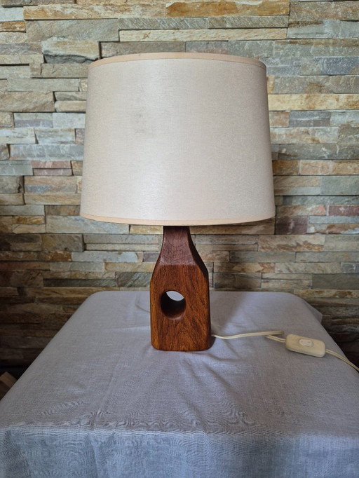 organische mid-century teak houten tafellamp 
