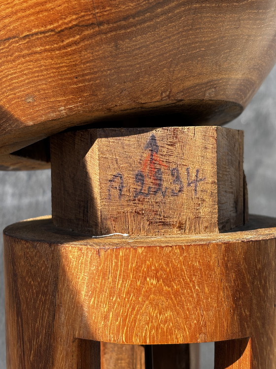 Image 1 of Grote sculpturale lamp in hout – brutalistische stijl