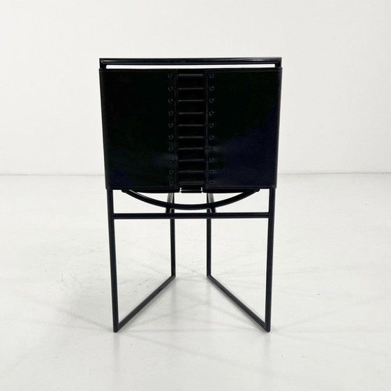 Image 1 of Set van 4 Model 91 stoelen in zwart leer, ontworpen door Mario Botta voor Alias, jaren 90.