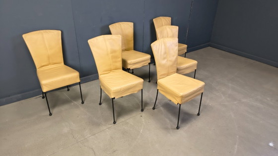 Image 1 of Chaises de salle à manger vintage en cuir, lot de 6, années 1980
