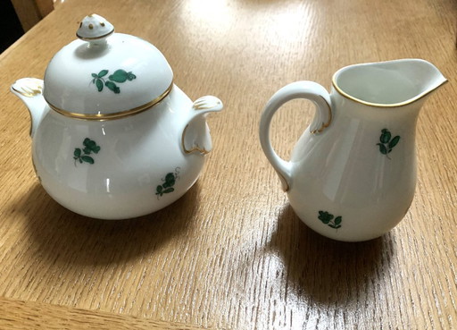 Azucarero y jarra de leche numerados y raros "Rose de Vienne" de Augarten Wien