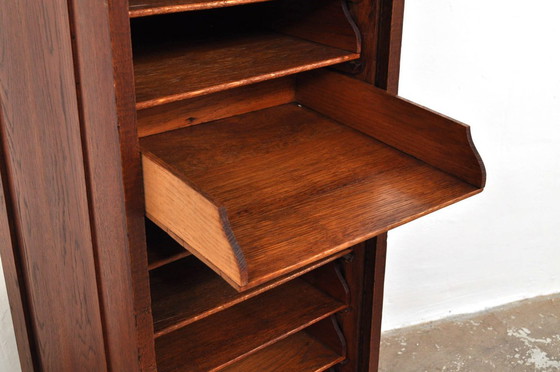 Image 1 of Antieke eiken roldeurkast / archiefkast, 1890s