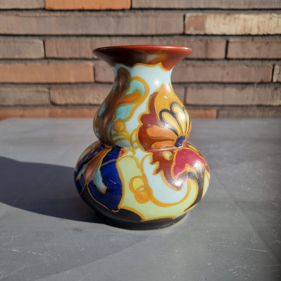 Image 1 of antico vaso in ceramica olandese, decoro Arnhem Creta, anni '20