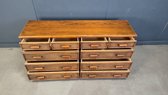 Image 1 of Vintage ladekast van rotan en bamboe, jaren 70.