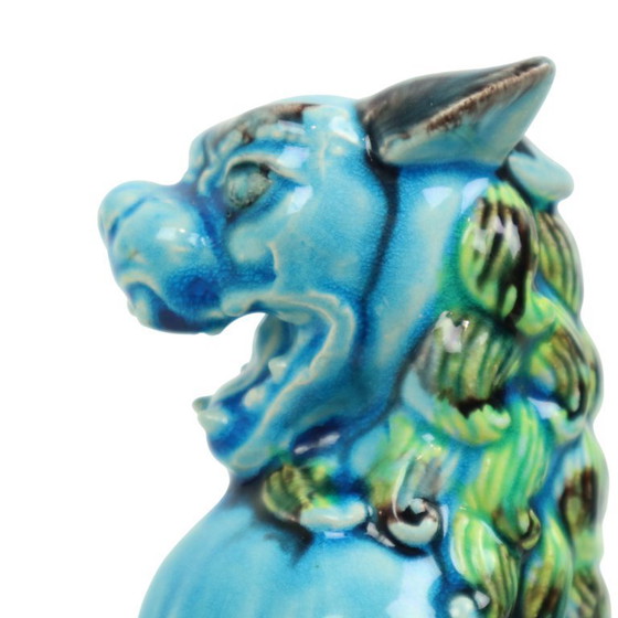 Image 1 of Perros Foo chinos de cerámica azul