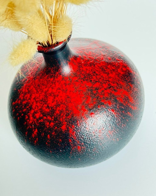 Veba West Germany Ball Vase - Glass with Ceramic fat lava Glaze