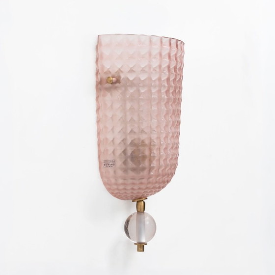 Paar Wandleuchten im Art Déco Stil aus italienischem Muranoglas und Messing – Murano Glass (photo 5 of 8)