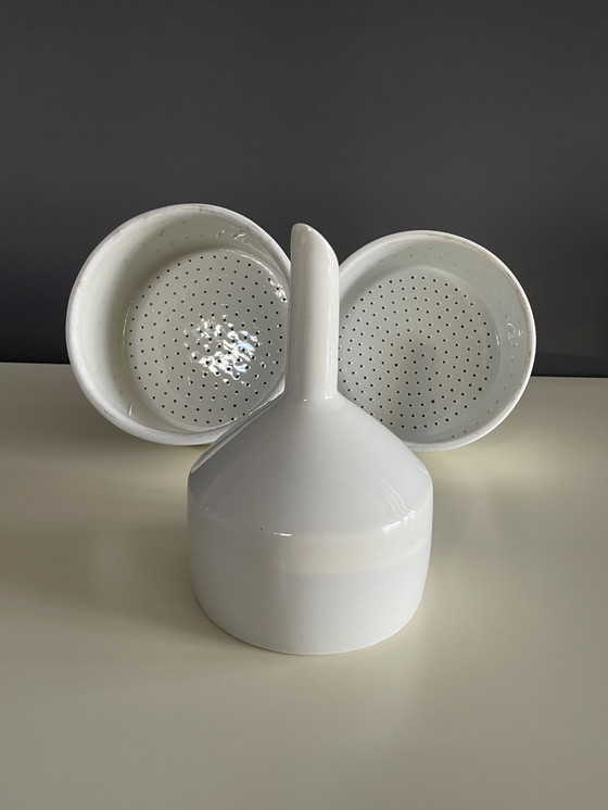 Image 1 of Vintage Design Set: Rare Ceramic Lab Funnels - Brutalist Art Objects From Europe