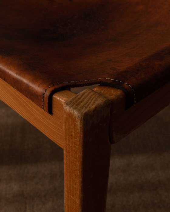 Image 1 of Sedia vintage Maison Regain in olmo e pelle color cognac, Francia anni '70