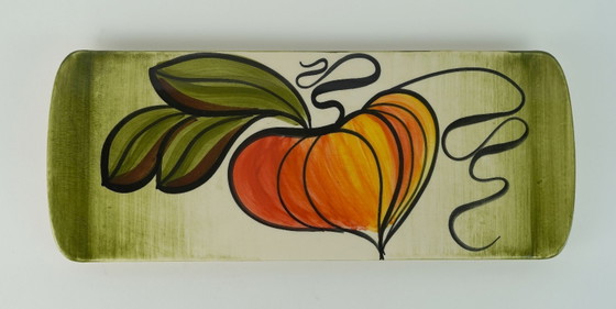 Image 1 of Zeer mooie keramische taartschaal uit het midden van de vorige eeuw, Stutzel Sachs Aalen herfstdecoratie