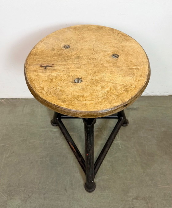Image 1 of Tabouret pivotant d'atelier industriel noir, années 1960