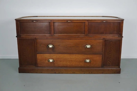 Image 1 of Mobiletto portagioie/bancone da negozio antico in rovere francese, inizio XX secolo