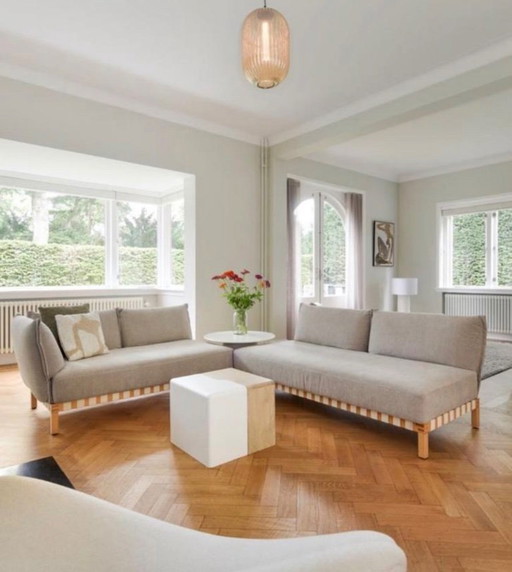 Original COR modular designer sofa + matching coffee table with natural stone top