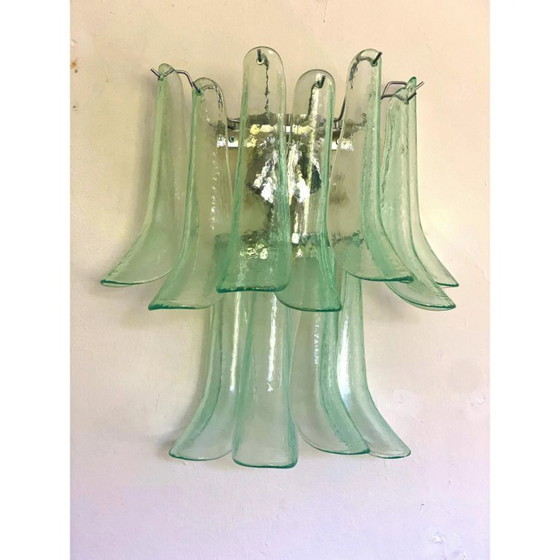 Image 1 of Coppia di applique italiane contemporanee in vetro di Murano “Selle” con tonalità verde acqua