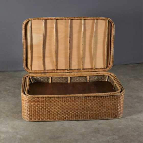 Image 1 of Panier en rotin vintage XXL – Table basse en rotin