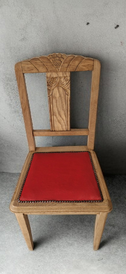 Set van 4 stoelen - Massief eikenhout - Art Deco stijl - jaren 1940