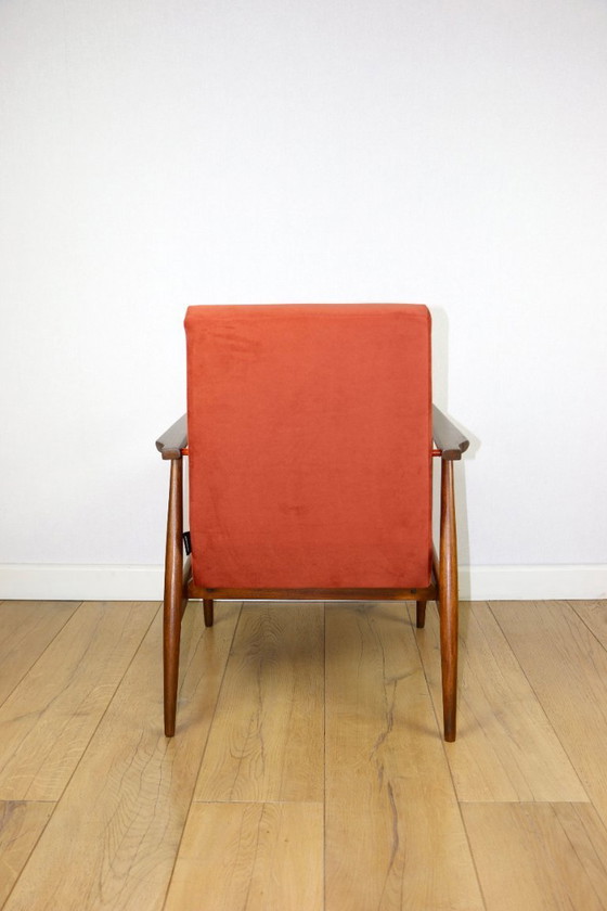 Image 1 of Sessel „Lis“, Entwurf aus den 1970er Jahren von Henryk Lis, orange-ziegelrot – 2 Stück verfügbar