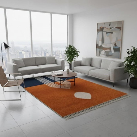 Image 1 of Handmade natural wool rug, traditional craftsmanship, 150/350 cm