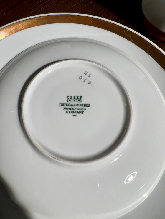 ¡Raro! Servicio de Desayuno/Café Hutschenreuther para 6, con Hoja de Oro de 14k, años 70, Excelente Estado (photo 8 of 8)