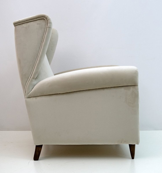 Image 1 of Gio Ponti zugeschriebene Mid-Century Modern Italienische Samt-Sessel, 1950er Jahre, Paar