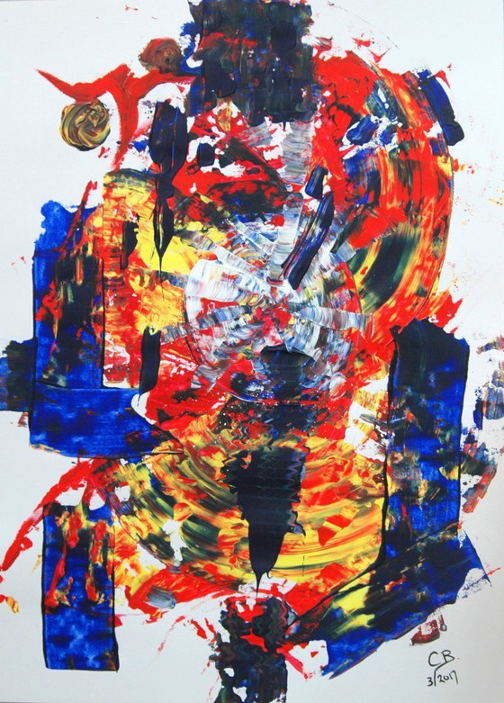 Image 1 of CB.Abstract op papier 24/25 tweeluik kunstwerk