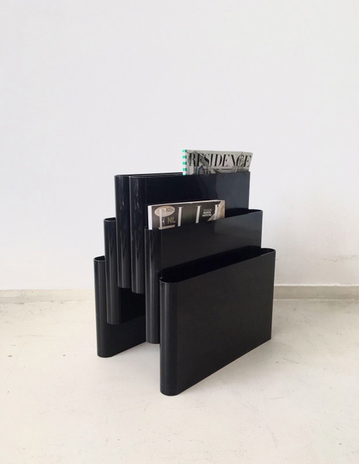 Black Plastic Magazine Bin Giotto Stoppino for Kartell