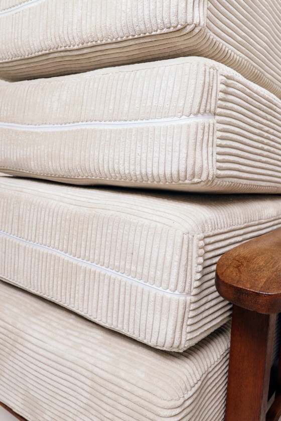 Image 1 of Vintage armchair brutalism style off white corduroy 1960
